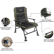 VINGLI 440Ibs Fishing Chair Adjustable Reclining Folding Chairs