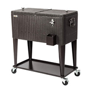 VINGLI 80 Quart Portable Rolling Cooler Cart on Wheels for Outdoor Patio