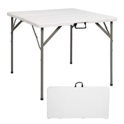 VINGLI 34 Inch Folding Card Table Portable Plastic in Half Square Table White