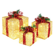 VINGLI Christmas Lighted Gift Boxes Set with Plug