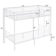 VINGLI Metal Bunk Bed Single Loft Bed Frame with Ladder and Safety Guardrail