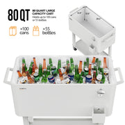 VINGLI 80 Quart Portable Rolling Cooler Cart on Wheels for Outdoor Patio