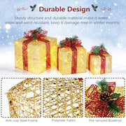 VINGLI Christmas Lighted Gift Boxes Set with Plug