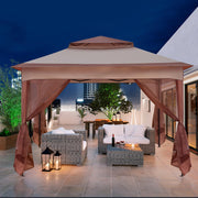 VINGLI 3.3m x 3.3m Gazebo with Mosquito Netting Sides Garden Heavy Duty Pavilion Canopy Tent