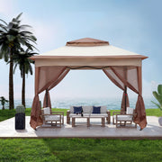 VINGLI 3.3m x 3.3m Gazebo with Mosquito Netting Sides Garden Heavy Duty Pavilion Canopy Tent