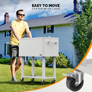 VINGLI 80 Quart Portable Rolling Cooler Cart on Wheels for Outdoor Patio