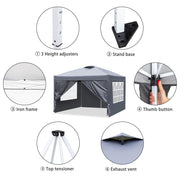 VINGLI Pop Up Gazebo with Sides and Vent Outdoor Canopy