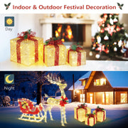 VINGLI Christmas Lighted Gift Boxes Set with Plug