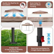 VINGLI 3.3m x 3.3m Gazebo with Mosquito Netting Sides Garden Heavy Duty Pavilion Canopy Tent