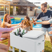 VINGLI 80 Quart Portable Rolling Cooler Cart on Wheels for Outdoor Patio
